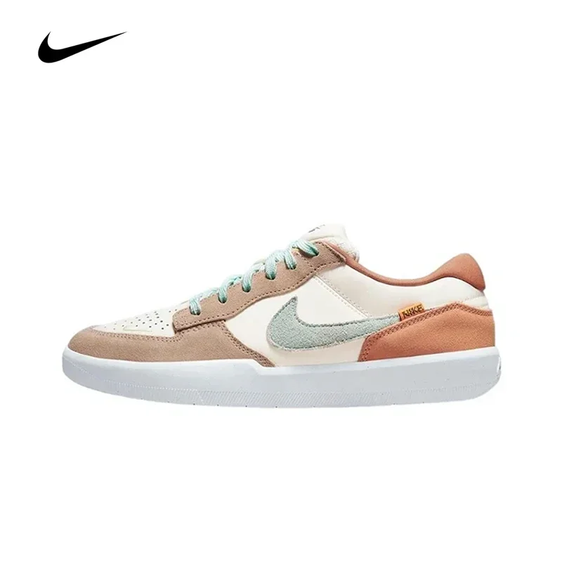 Original Nike SB Force 58 Men's and Women's Skateboarding Shoes Wear Resistant Unisex Brownish White Sneakers FN8888-131
