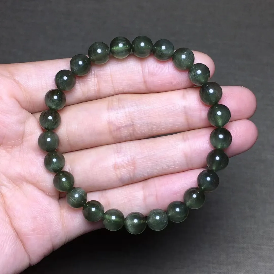 

Браслет из натурального зелёного кварца, 7 мм
