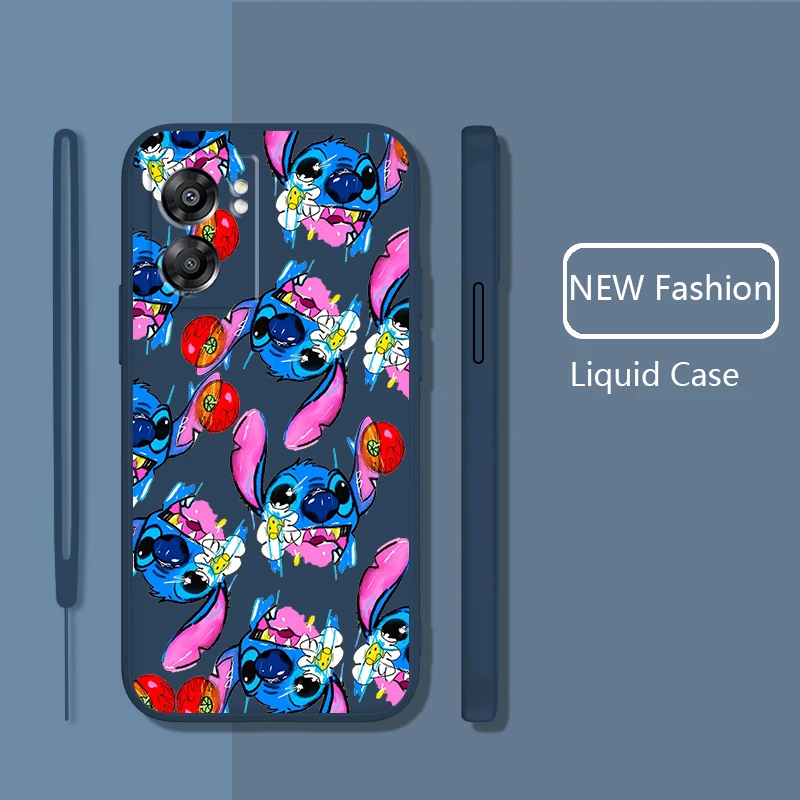 

Disney Stitch Cute Case For OPPO Find X5 X3 Lite F21 A96 A94 A93 A77 A76 A74 A72 A57 A53S 5G Liquid Rope Phone Cover Coque Core