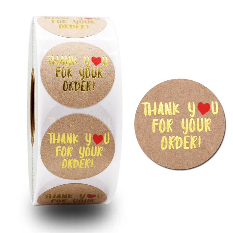 

500pcs Thank You for Supporting My Business Kraft Sticker with Round Labels Dragee Candy Gift Box Cake Boxes and Packaging Paper