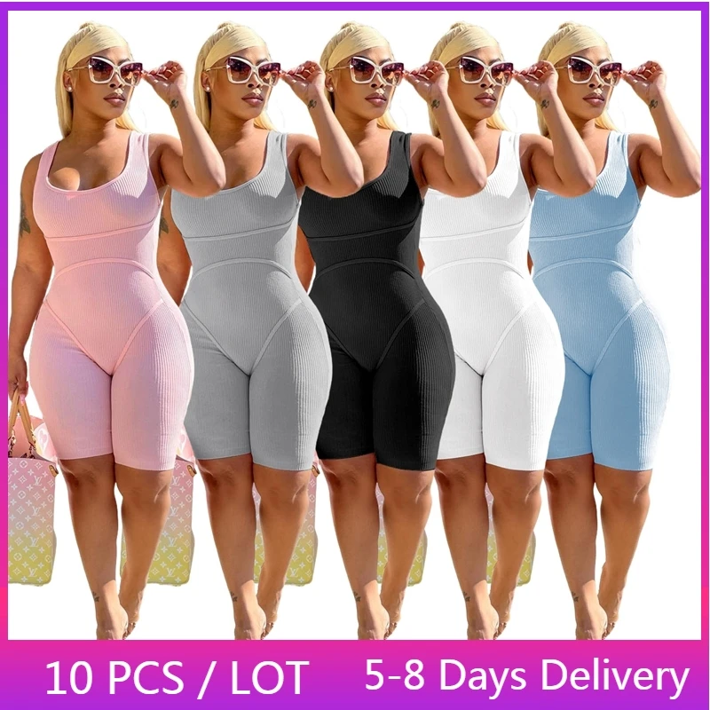 

Комбинезон женский в рубчик с открытой спиной, облегающий однотонный Ромпер в уличном стиле, спортивная одежда, лето