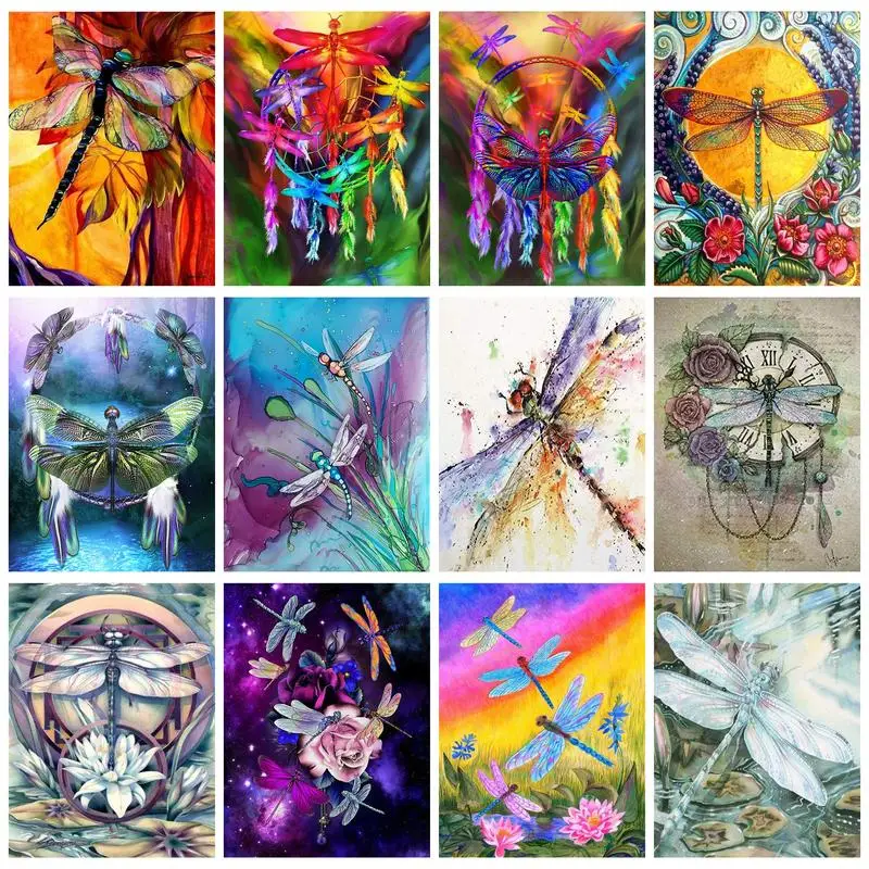 

5D DIY Diamond Painting Colorful Animals Dragonfly Embroidery Mosaic Picture Full Drill Cross Stitch Kit Living Room Decor Gift