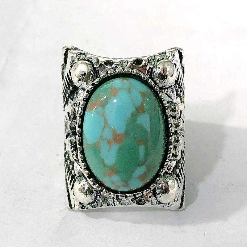 

Domineering pine stone men's Retro ring European and American fashion ring