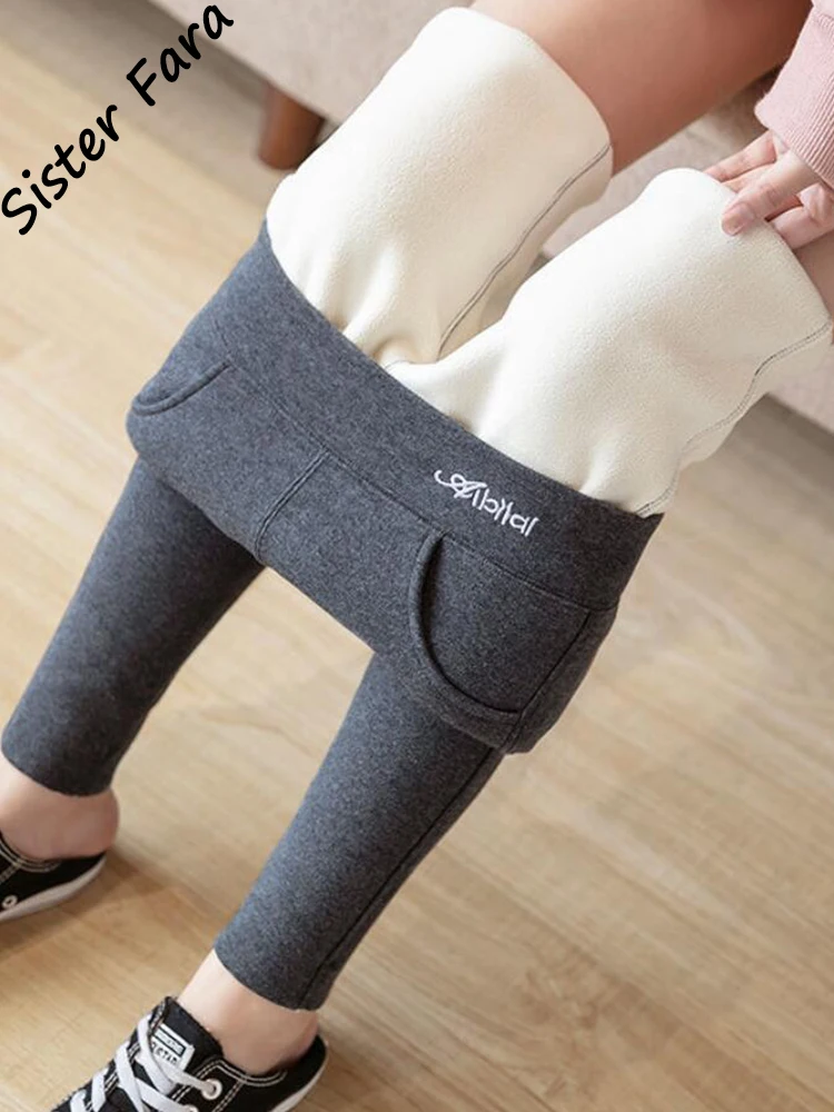 

Sister Fara Cotton Padded Plus Velvet Leggings Women Outwear Spring Winter High Waist Large Size Pocket Warm Cotton Leggings
