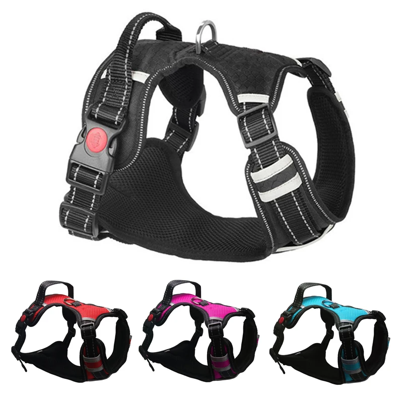 

Adjustbale Matching Leash Collar Reflective Pet Training Supplies Nylon Big Dog Harness No Pull Medium Large Dog Harness Vest