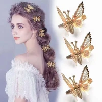 flying butterfly hairpins for women moving hairclip waving wings butterflies fairy long tassel colorful beads hair clip headwear