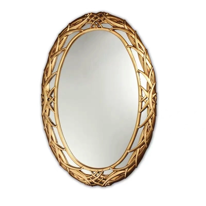 

Oval Creative Fashion Bathroom Wood Mirror Porch Mirror Living Room Decoration