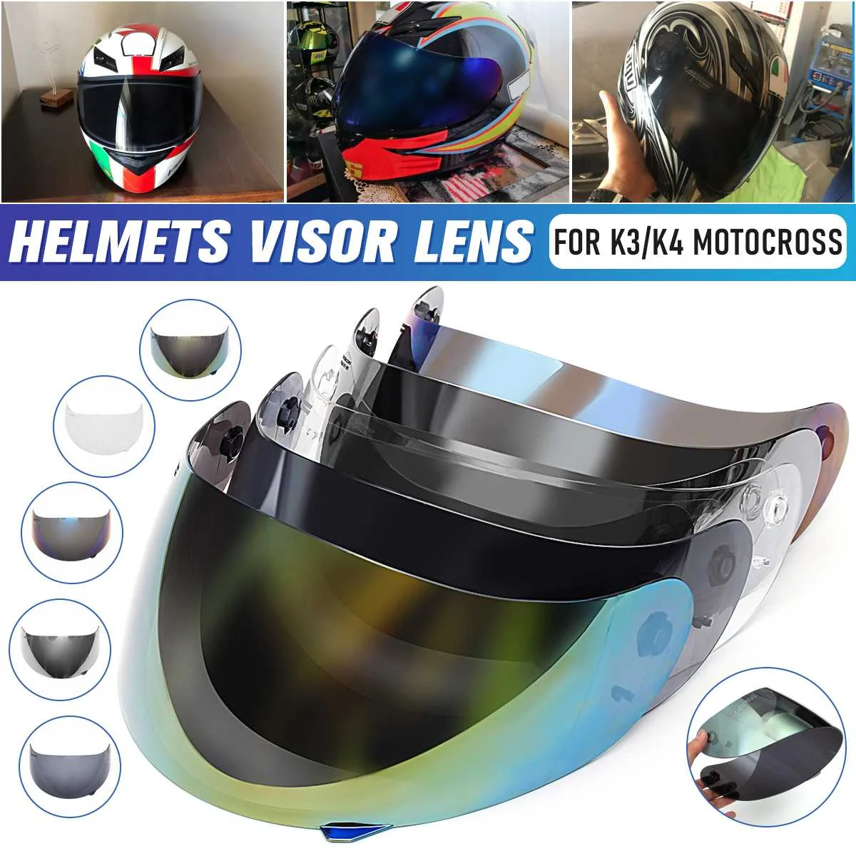 

Motorcycle Helmet Lens Visor Helmet Glasses Lens Motocross Full Face Helmet Visor Shield Helmet Visor Glasses For AGV K3 K4