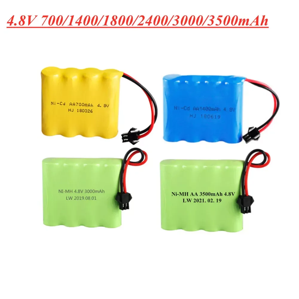

NEW2023 4.8V NI-MH NI-CD Battery 700mAh/1400mAh/1800mAh/2400mAh/3000mAh 3500mAh for RC Toys Cars Trucks Tank Guns Parts
