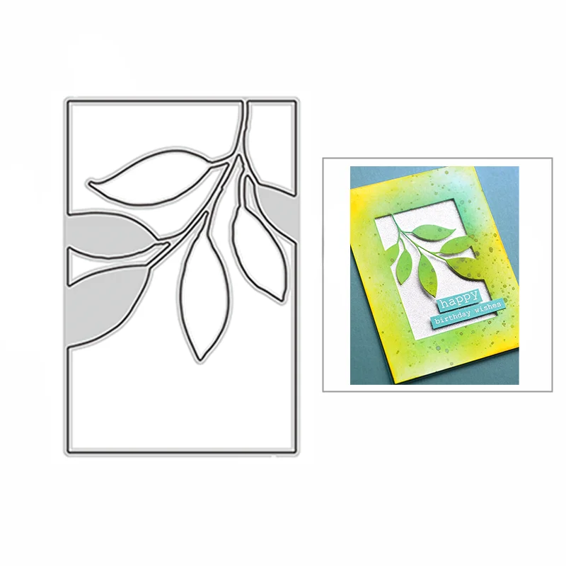 

Новинка 2022, рамка с зелеными листьями, металлические штампы для резки «сделай сам», для скрапбукинга и изготовления карт, украшение для тисн...