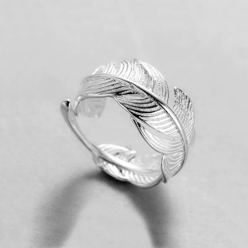 2022 Fashion Trend Jewelry Rings Fade Metal Stainless Steel Ring Feather Wing Rings Women Party Casual Rings