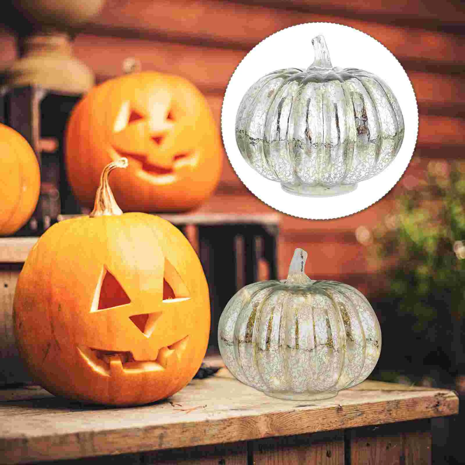 

Стеклянная Светодиодная лампа для Хэллоуина, искусственное украшение в виде тыквы