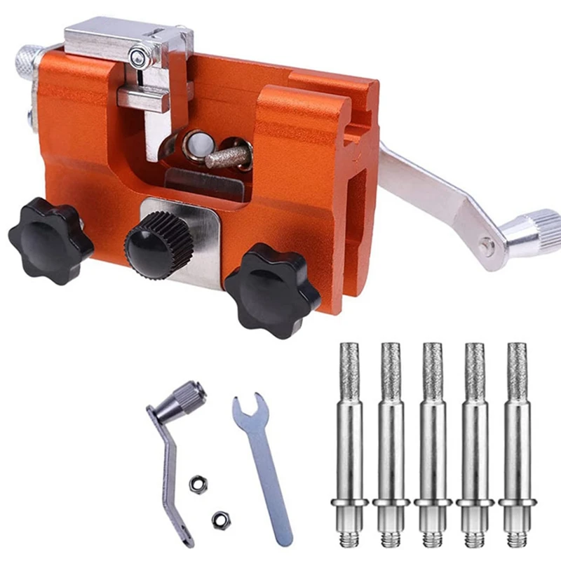 Hand Crank Chain Grinder Portable Household Hardware Tool Grinding Clip Saws Sharpener