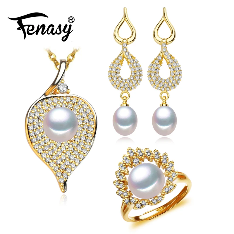 

Серьги-гвоздики FENASY с натуральным жемчугом, индивидуальные богемные ювелирные украшения золотого цвета, цепочка с подвеской, ожерелье для ...