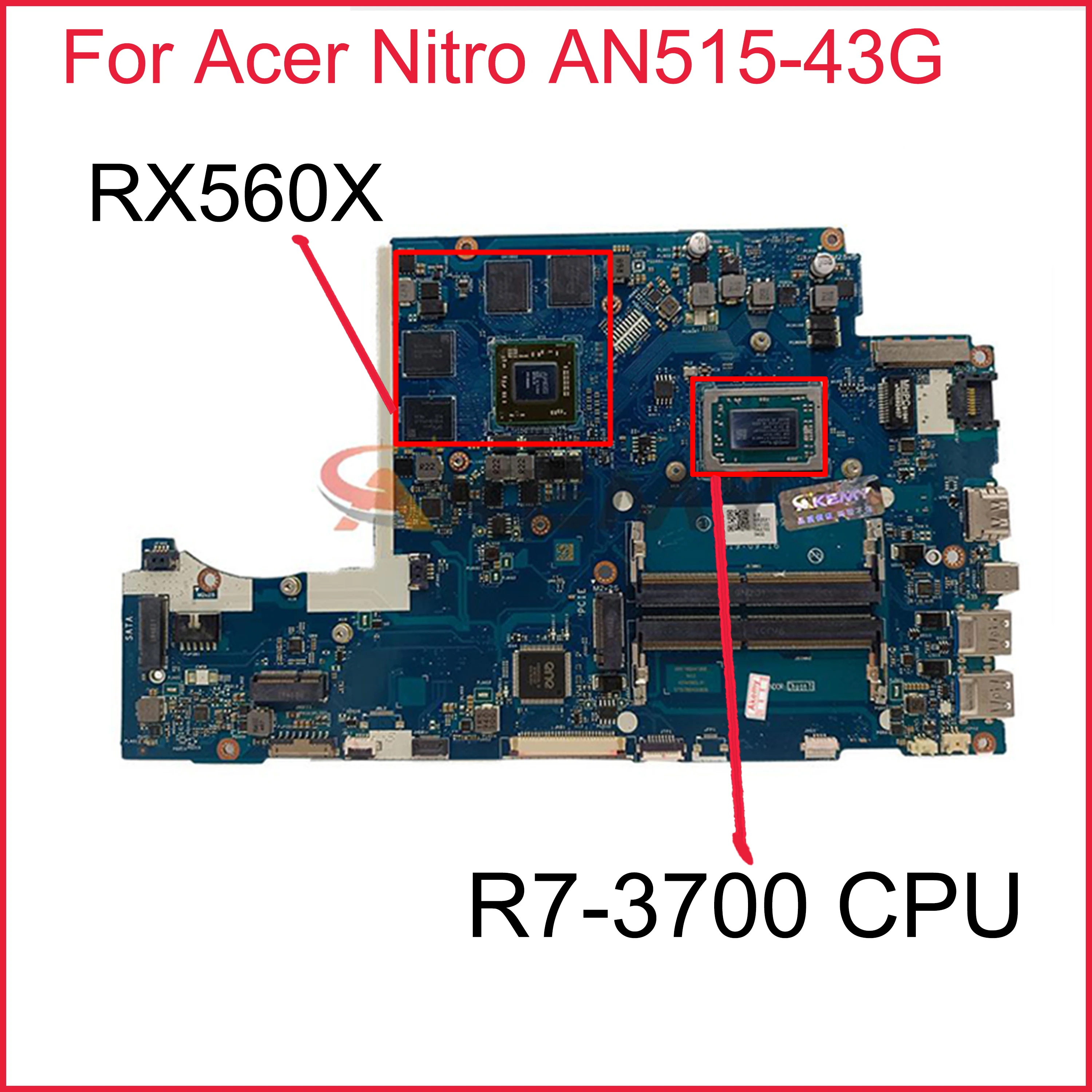 

NBQ5X11002 NB.Q5X11.002 For Acer Nitro AN515-43G Laptop Motherboard FH50P LA-H901P With R7-3700 CPU 215-0908004 GPU 100% Test OK