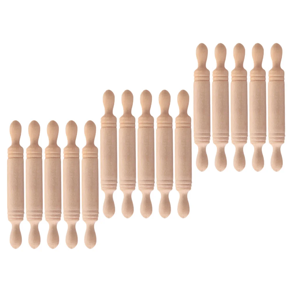 

Rolling Pin Kitchen Toy Play Pretend Wooden Mini Role Playing Supplies Furniture Decor Playset Early Educational Wood Roller