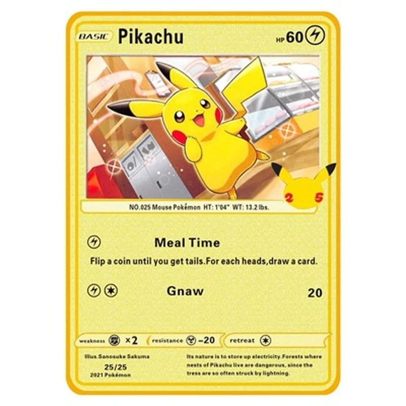 

Pokemon Tcg: 25Th Anime Anniversary celebrations Return Gold Card V Max Metal card Pikachu Charizard Battle Games Collection Toy