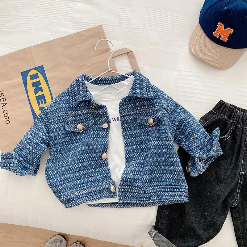 

Children Cowboy Denim Coat Toddler Kids Boys Autumn Clothes Boys Handsome Jacquard Top Jacket Toddler Outerwear Coats