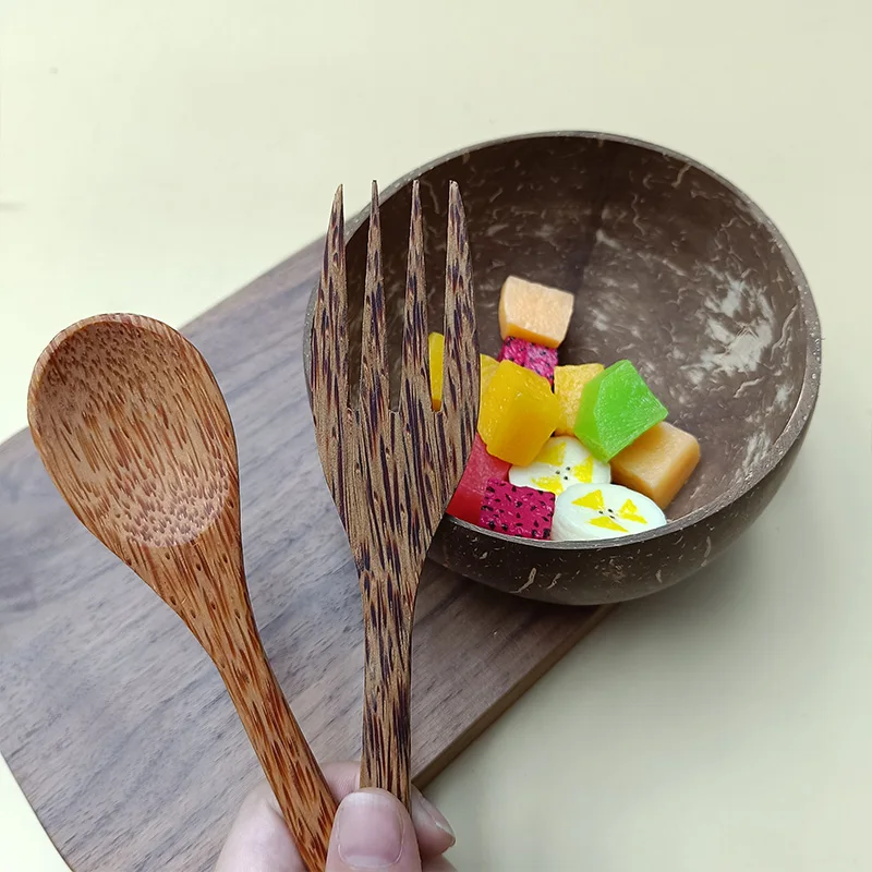 Естественный семейный набор деревянная чаша для рамен салата ложек из