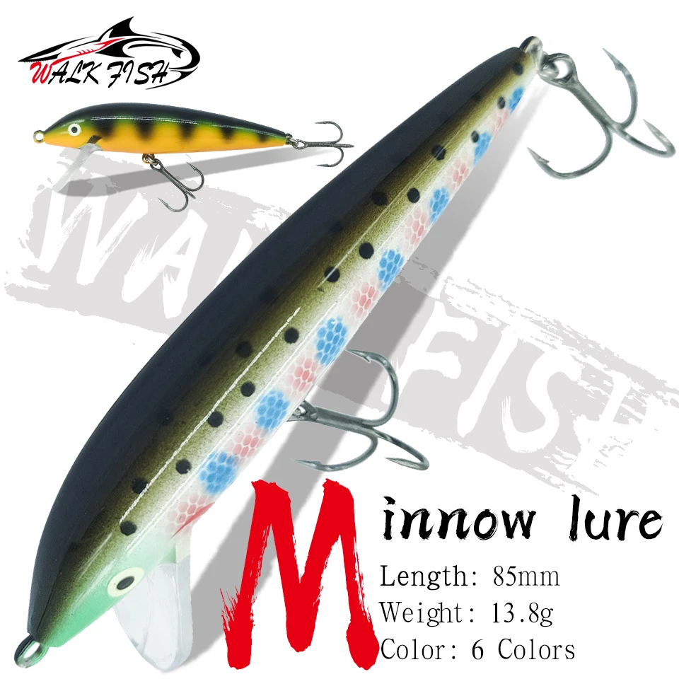 

WALK FISH 85mm 13.8g Sinking Minnow Lures Artificial Hard Wobblers Freshwater Peche Leurre Fishing Tackle For Bass Trout Pesca