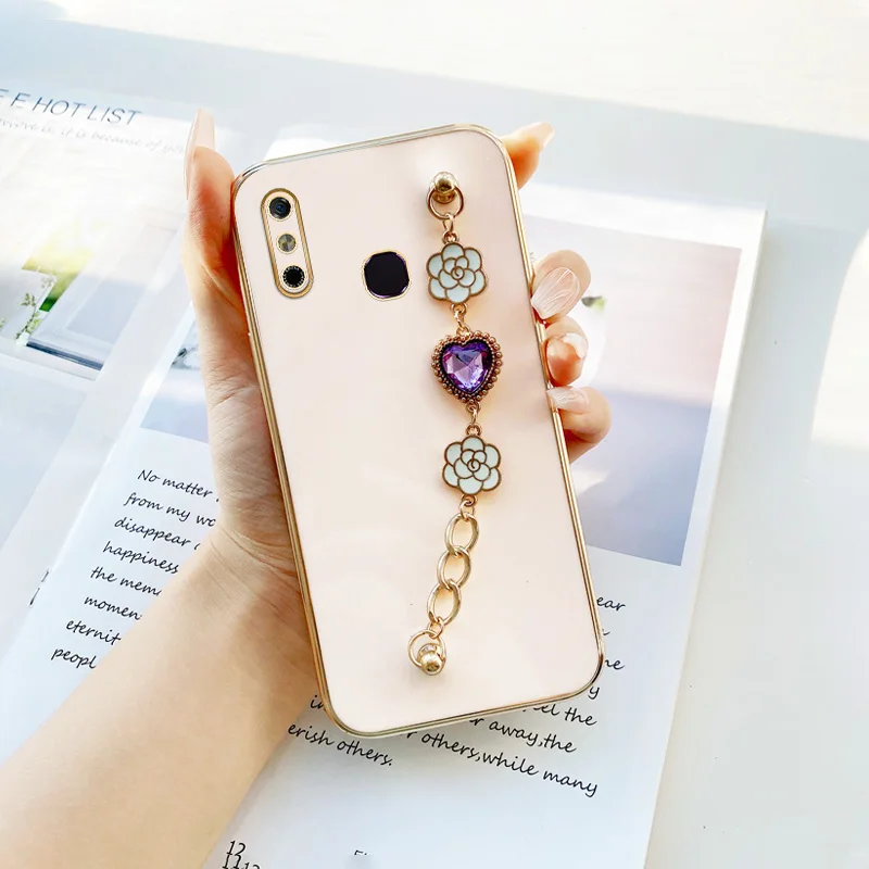 

For Infinix Smart 4 4C 5 6 Smart 6 HD 6 Plus Zero 5G Zero X X Pro X Neo Hot 10 Lite Purple Heart Flower Bracket Luxury Girl Case