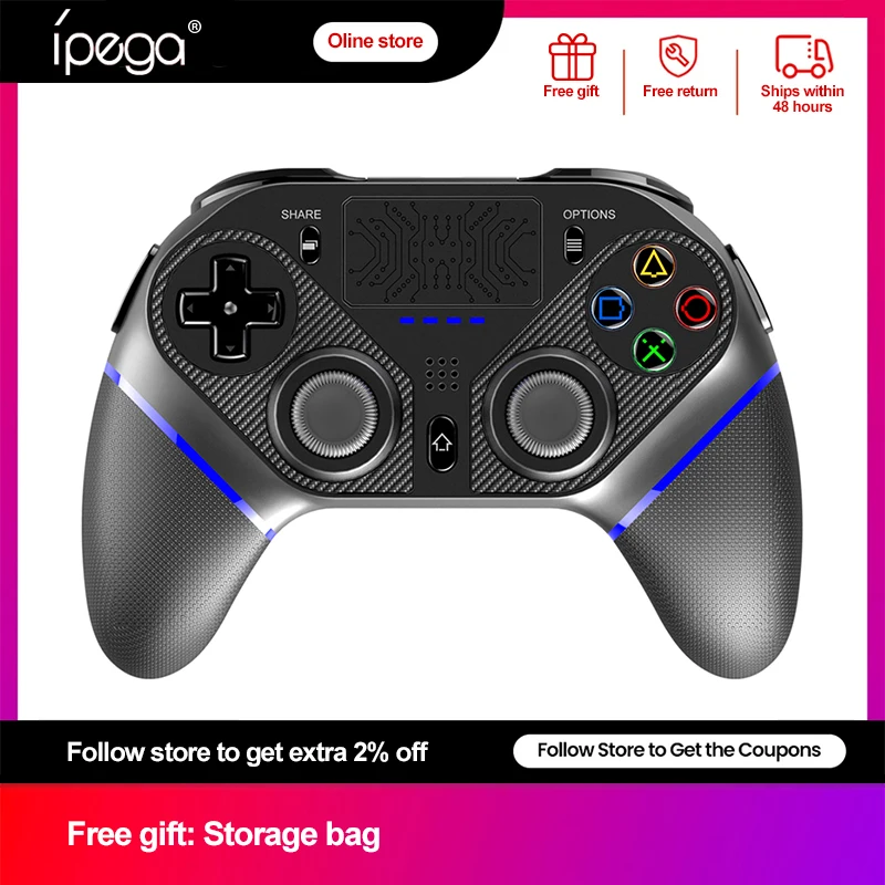 

Ipega PG-P4010 Gamepad for PS4 Bluetooth Joyctick with Touchpad LED Light Headphone Jack Game Controller for Playstation 4 PC