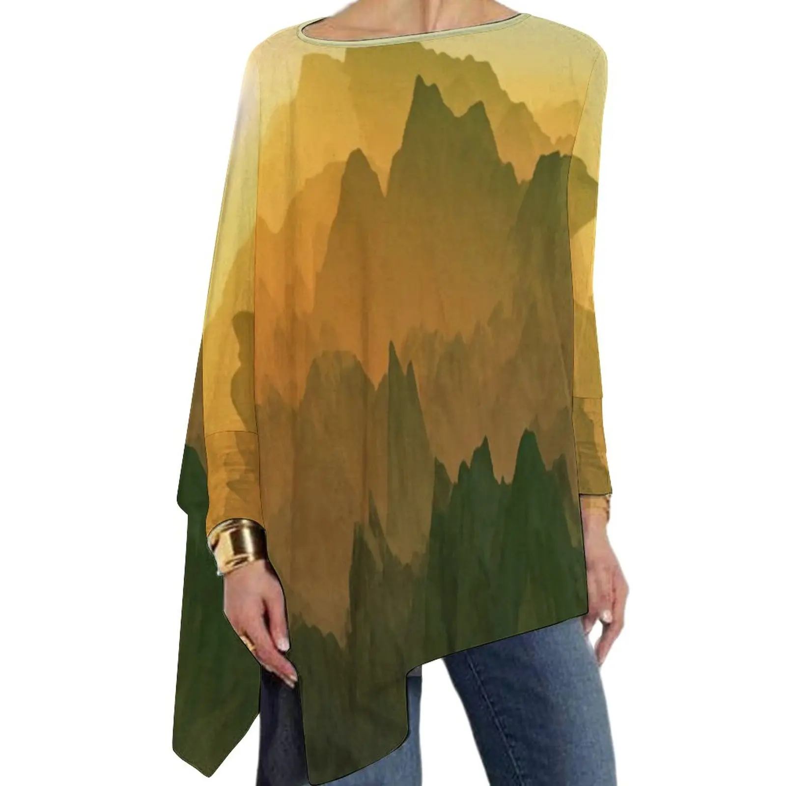 

Футболка женская с длинным рукавом и принтом заката