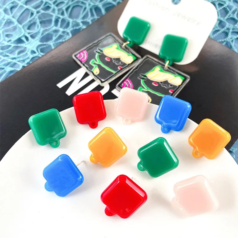 

10Pcs Acrylic Square Candy Color Earrings Stud For DIY Hand Made Making Irregular Shape Finding Components Jewelry Accessories