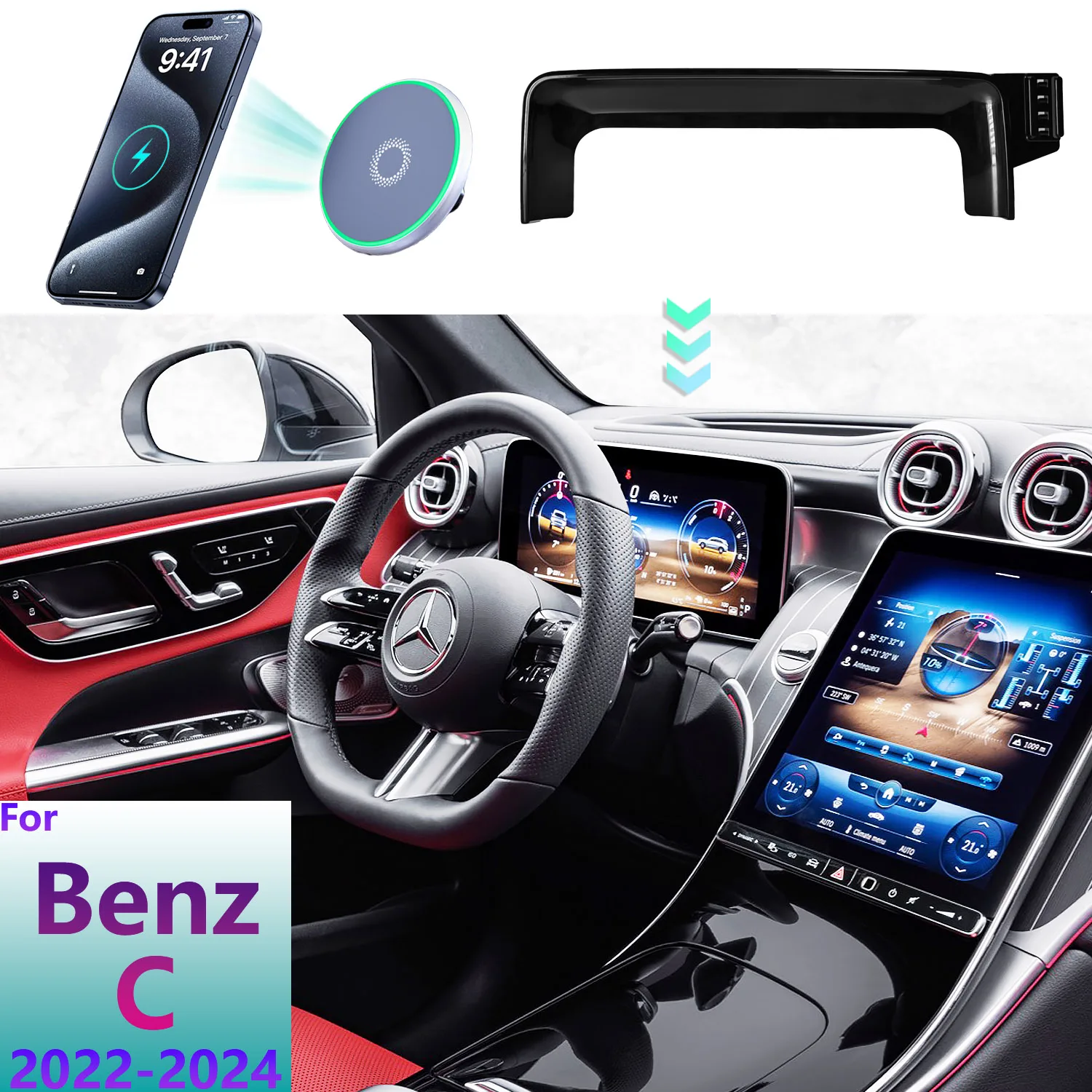 Для Mercedes-Benz C Class 2022 2023 2024 W206 держатель для телефона автомобильный магнитный MagSafe