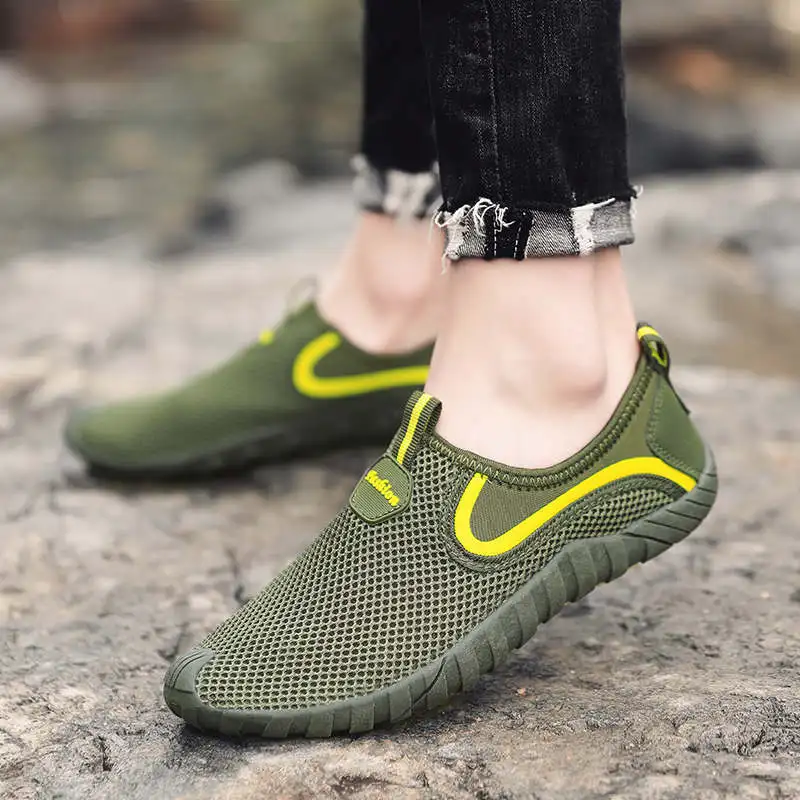 

Кроссовки мужские без шнуровки, Нескользящие, уличная спортивная обувь, сетчатые, удобные, 48D, лето