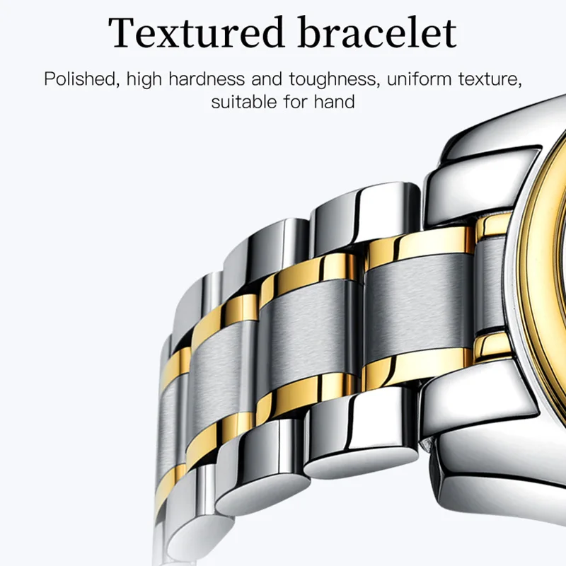 OLEVS 5567 Waterproof Alloy Strap Couple  Wristwatch Casual Quartz Trendy Luxury Watches for Couple Calendar Week Display