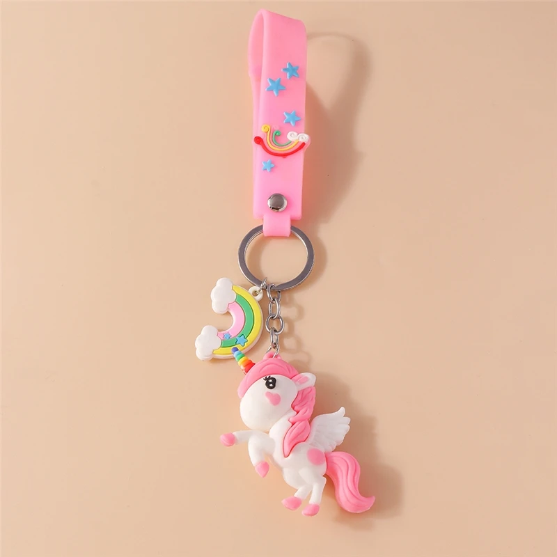 

Cute Rainbow Keychains Resin Animal Horse Charms Keyrings Friendship Gifts for Women Men Car Key Handbag Pendants Key Chains