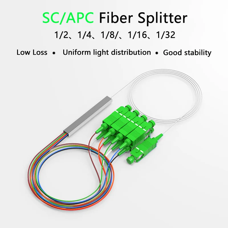 ​10pcs/lot 1X8 PLC Splitter  SC/APC  SC/UPC Fiber Optic Splitter Single Mode 0.9mm Free Shipping