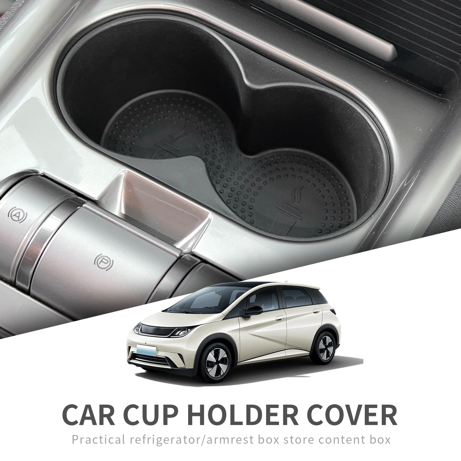 

Smabee Anti-Slip Shock-Absorbing Cup Holder for BYD BYD Dolphin Central Armrest Cup Storage Box Organizer Accessories Black