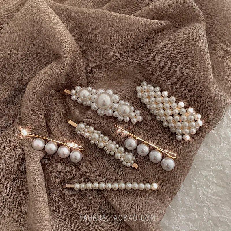 

Elegant Full Pearls Hair Clips Pin for Women Fashion Geometric Barrettes Headwear Korean Style Girls Hairpins Hair Accessories