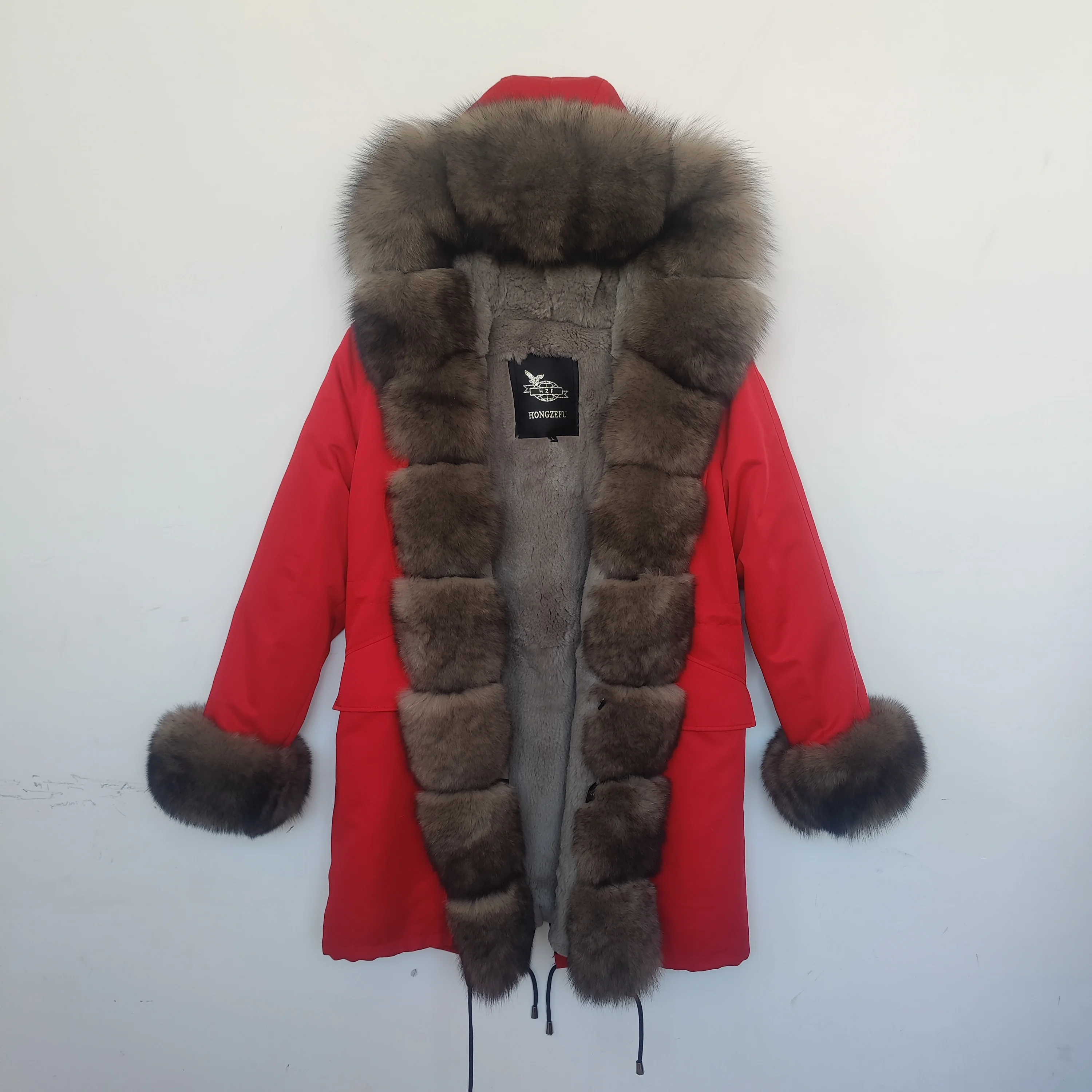 Real Fur jackets, natural Fox Fur collar, Rabbit fur lining,lucky Beizru coat Winter warm commuter wind waterproof ladies parkas