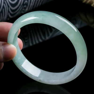

zheru Jewelry Natural Burmese Emerald Light Green 54mm-64mm Bracelet Elegant Princess Jewelry Best Gifts