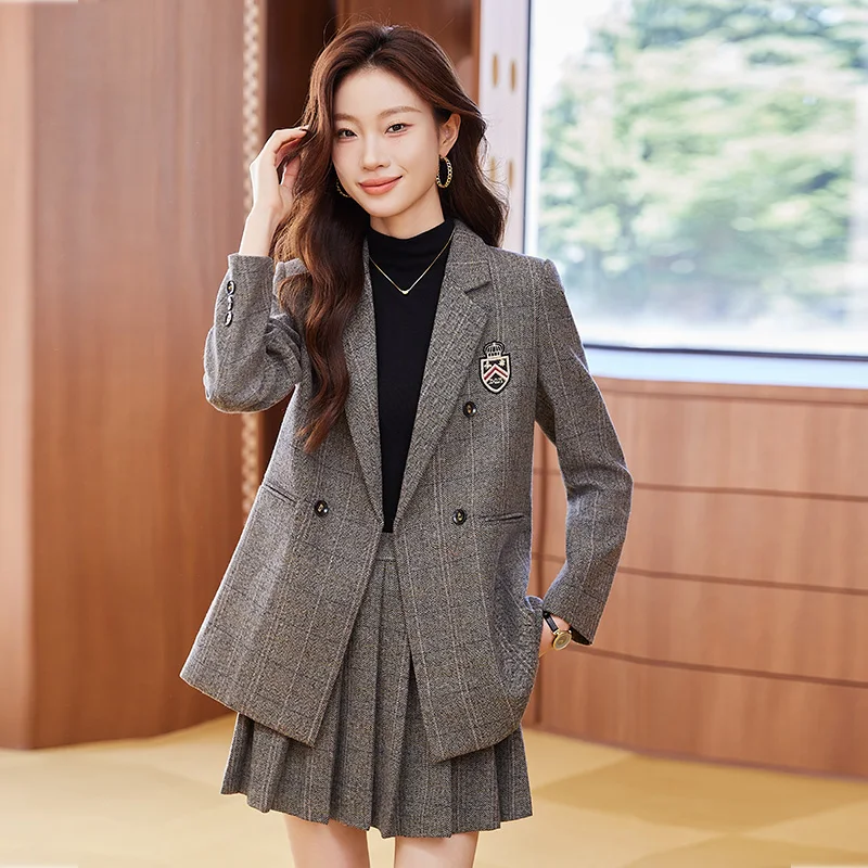 Модное женское пальто в стиле прелестного стиля осенняя Новинка клетчатый