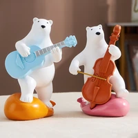 animal figurines resin charms flatback music bear model modern home decoration accessories for living room christmas decor gifts