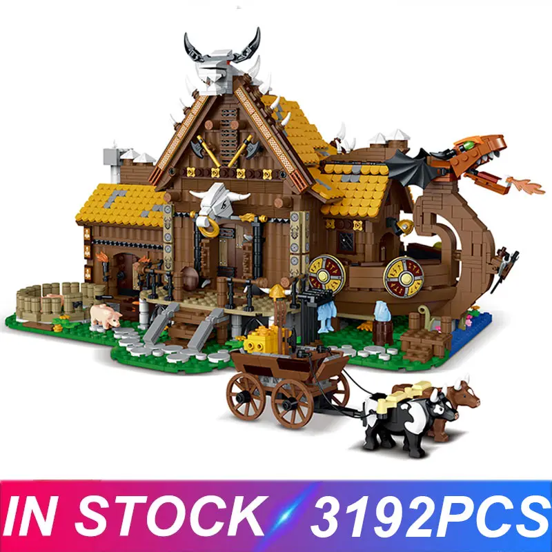 Модель XMORK 033051 MOC Викинги строительные блоки кубики головоломка игрушка для