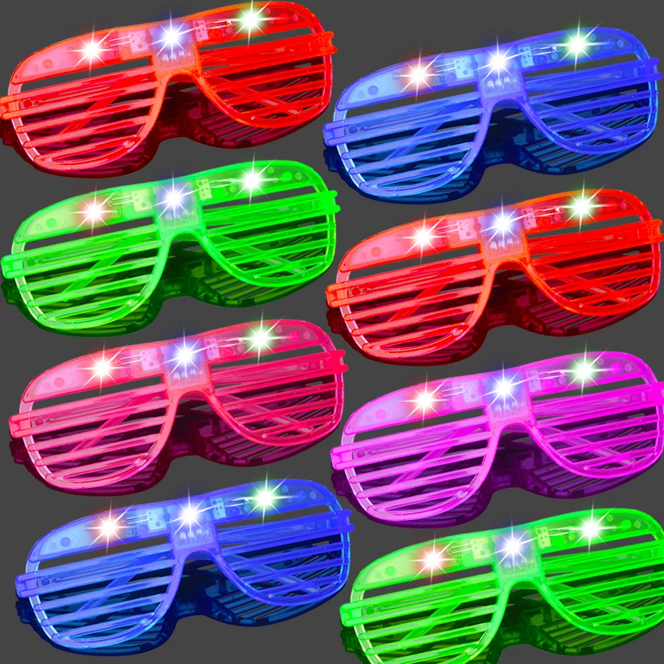 

10/15/30 Pcs LED Glowing Glasses Glow in the Dark Party Supplies Neon Party Favors 5 Colors Light Up Glasses for Kids Adults