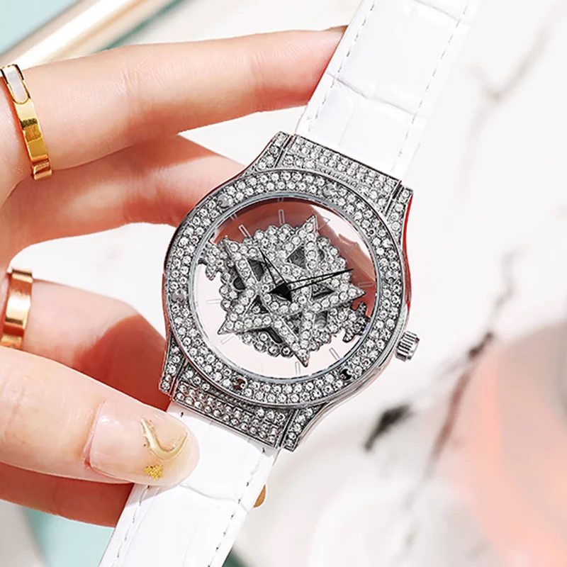 2022 Luxury Diamond Watch Leather Watch For Women Creative Fashion Quartz Watches for Reloj Mujer Ladies Wrist Watch enlarge
