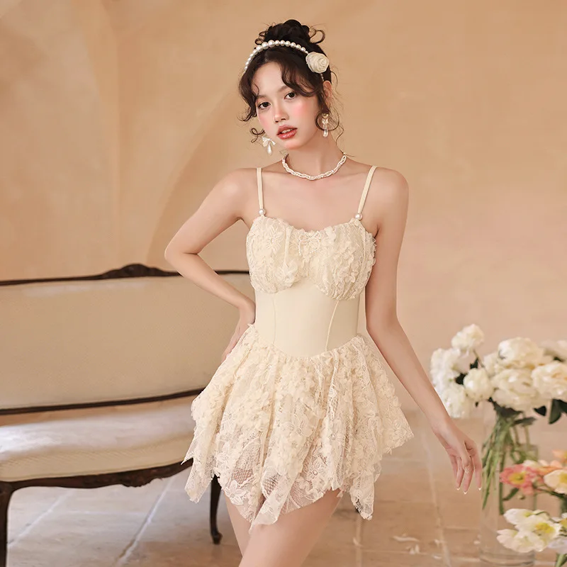 

Women's Swimming Suit Fitted Swimwear Beach Bikini Costume Women 2023 Push Up Swimsuit Outlet Summer New Chiffon Skirt One Piece