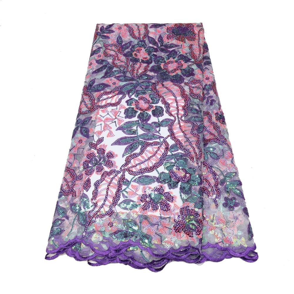 Высококачественная африканская кружевная ткань Tuille 2024 с блестками и вышивкой