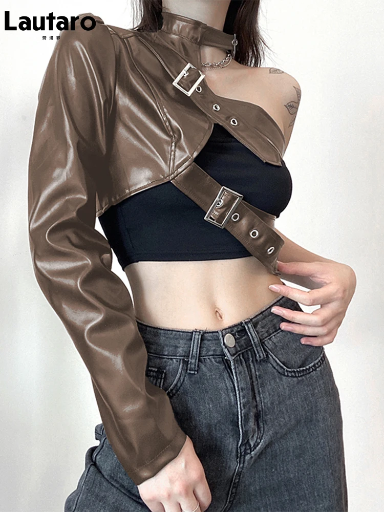 Lautaro Весенний укороченный топ асимметричной формы с длинным рукавом на одно