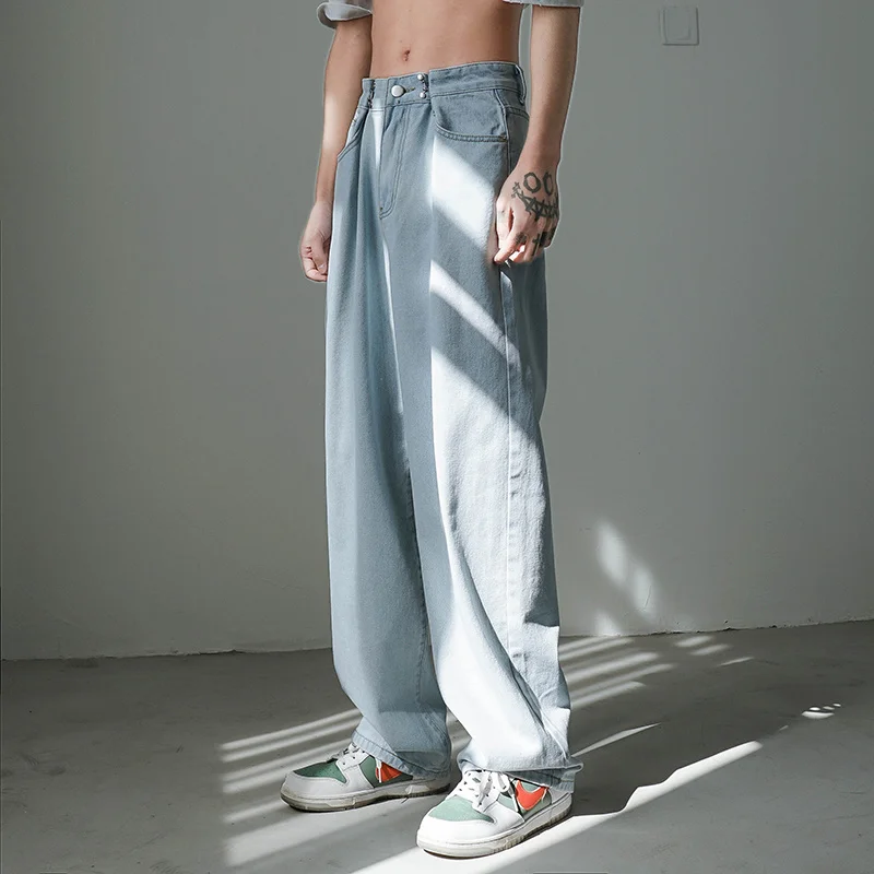 4 Colors Baggy Jeans Men Fashion Retro Casual Wide Leg Jeans Mens Streetwear Korean Loose Hip Hop Straight Denim Pants Men M-2XL