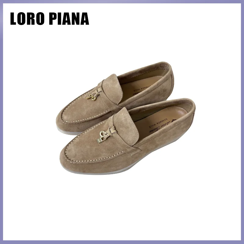 

Original LORO PIANA Shoes Genuine Leather LP Lefu Shoes Soft Sole British Style One Step Lazy Casual Shoes for Men and Women