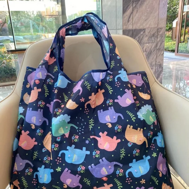 Large Large Capacity Oxford Cloth Supermarket Eco Bag Shopping Bag Waterproof Grocery Shopping Bag Clothes Bag Woven Handbag