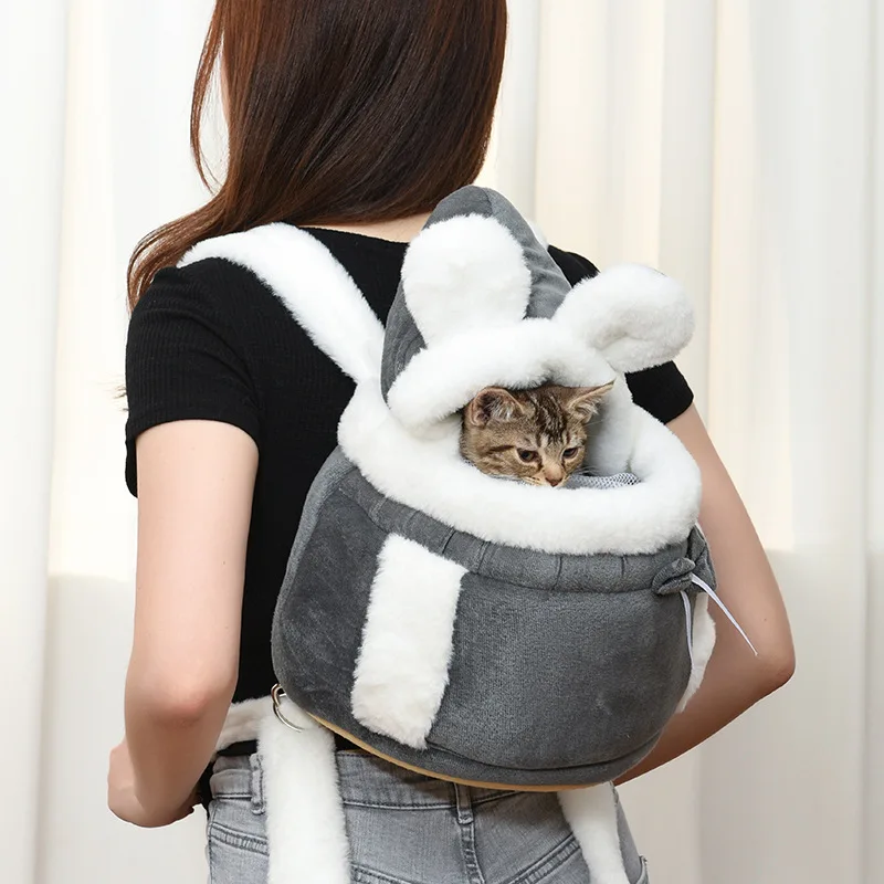 Pet Carrier Bag Small Cat Dogs Backpack Winter Warm Soft Plush Carring Pets Cage Walking Outdoor Travel Kitten Hanging Chest Bag