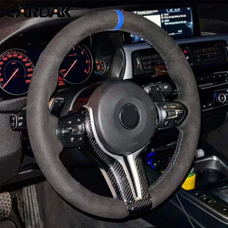CARDAK Черный замшевый кожаный чехол на руль автомобиля для BMW F87 M2 F80 M3 F82 M4 M5 F12 F13 M6 F85 X5 M F86 F33 X6 M F30 M Sport